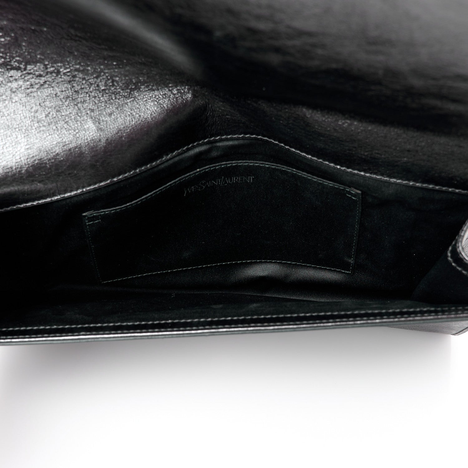 Saint Laurent Metallic Calfskin Monogram Large Belle De Jour Clutch Dark Silver 5 of 7