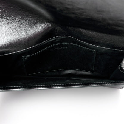 Saint Laurent Metallic Calfskin Monogram Large Belle De Jour Clutch Dark Silver 5 of 7