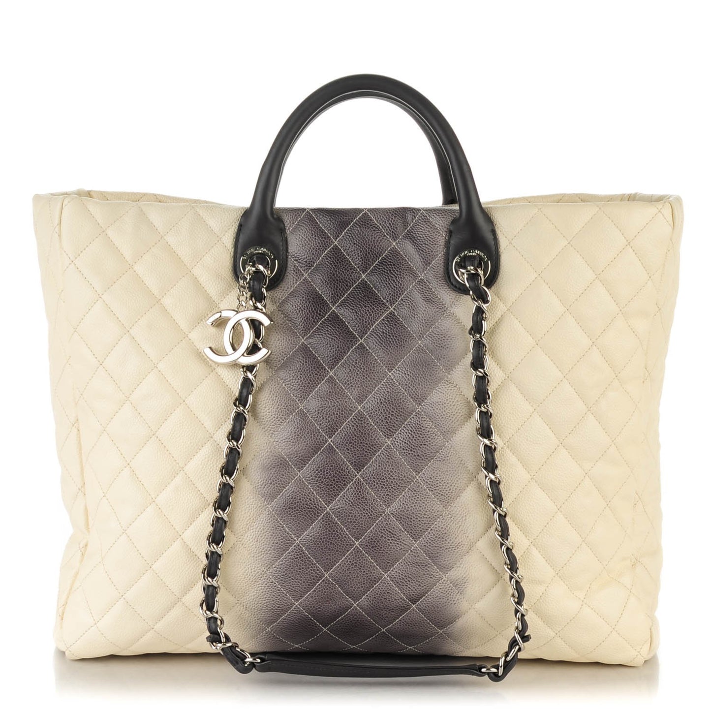 Caviar Ombre Large Shopping Tote White