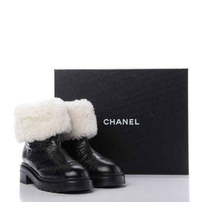 Chanel Lambskin Shearling Short Boots 40 Black 10 of 10