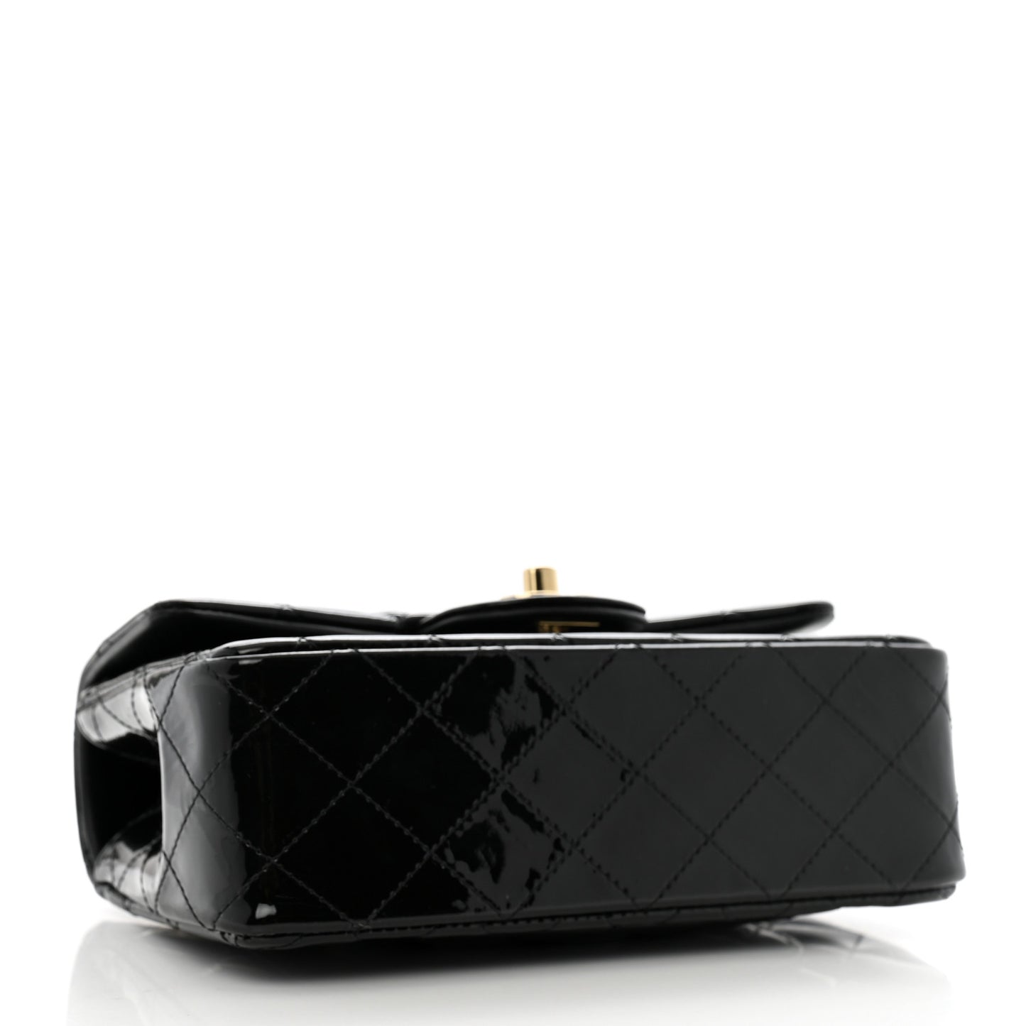 Patent Quilted Mini Top Handle Rectangular Flap Black