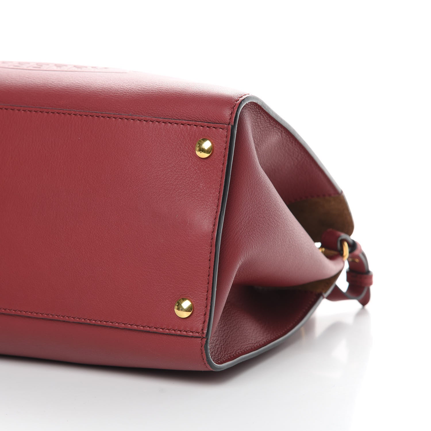 Burberry Smooth Calfskin Small Grommet Embossed Crest Bag Red 10 of 15