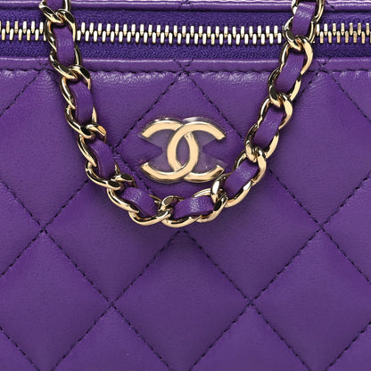 Chanel Lambskin Quilted Small Top Handle Vanity Case With Chain Purple 9 of 11