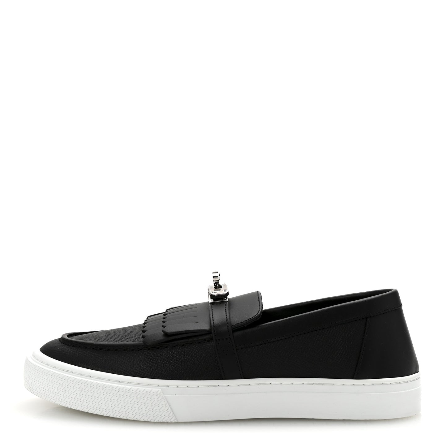 Epsom Calfskin Game Slip On Fringe Sneakers 38 Black
