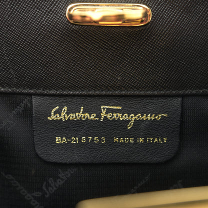 Salvatore Ferragamo Printed Calfskin Gancini Trifolio Chain Bag Black 6 of 9