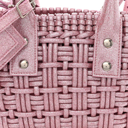 Balenciaga Glitter Faux Calfskin XXS Bistro Basket Pink 8 of 10