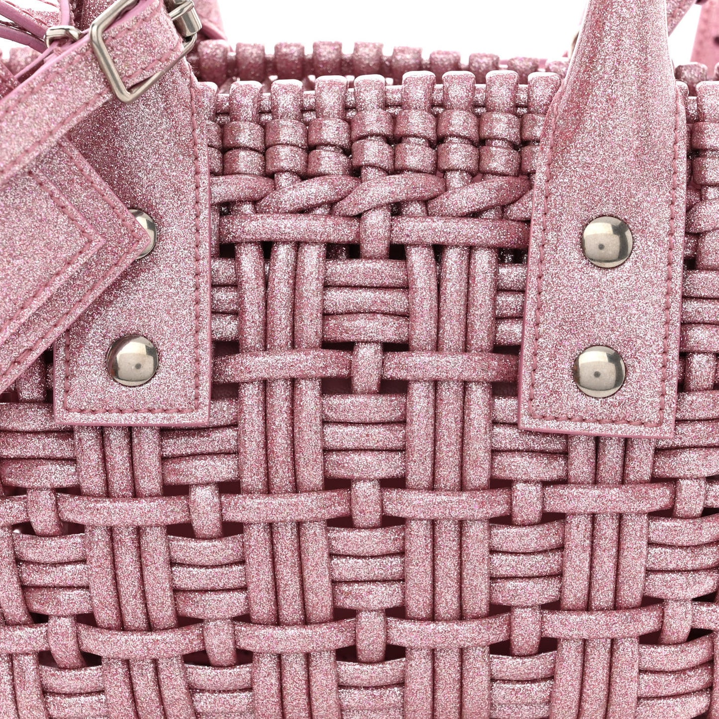 Glitter Faux Calfskin XXS Bistro Basket Pink