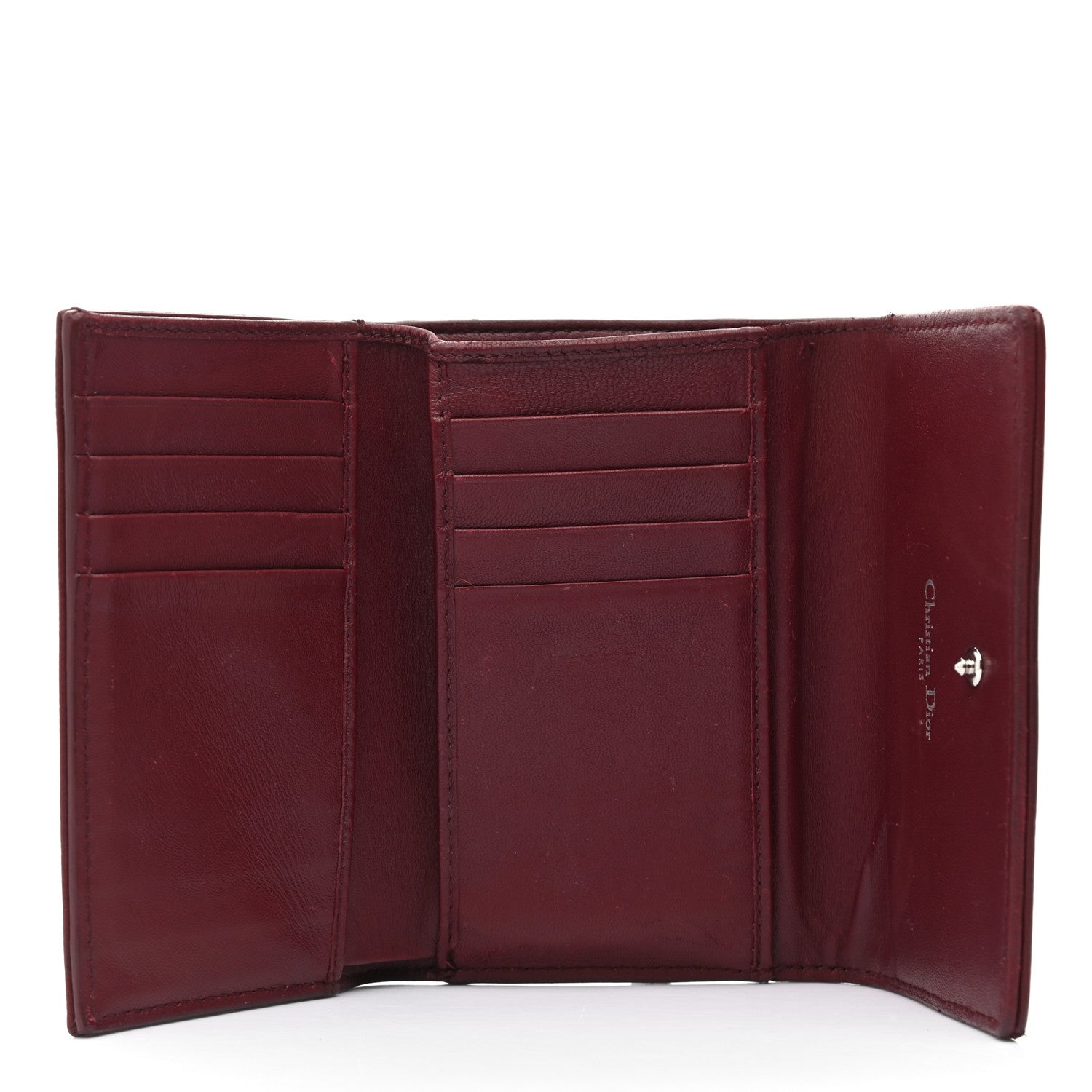 Christian Dior Grained Calfskin Cannage Diorama Elancee Wallet Burgundy 5 of 9