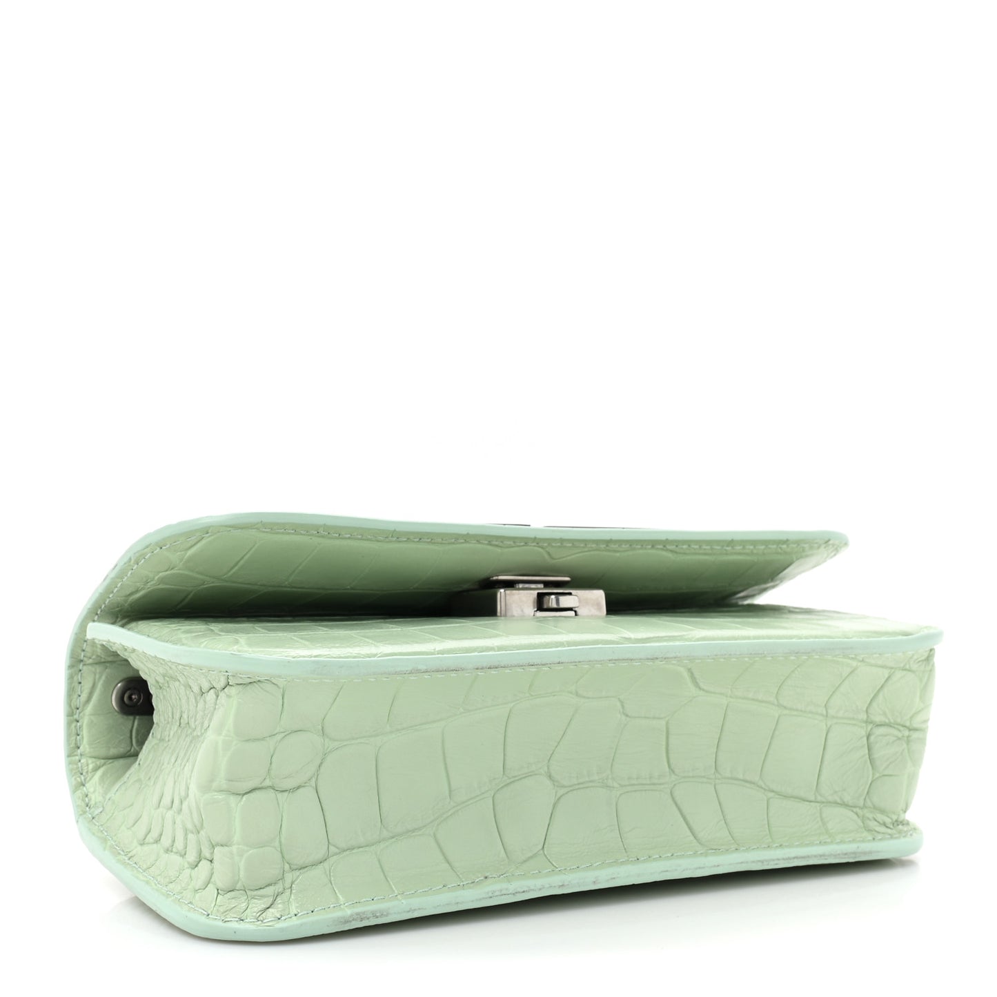 Extra Supple Calfskin Crocodile Embossed Gossip Chain Bag XS Light Green