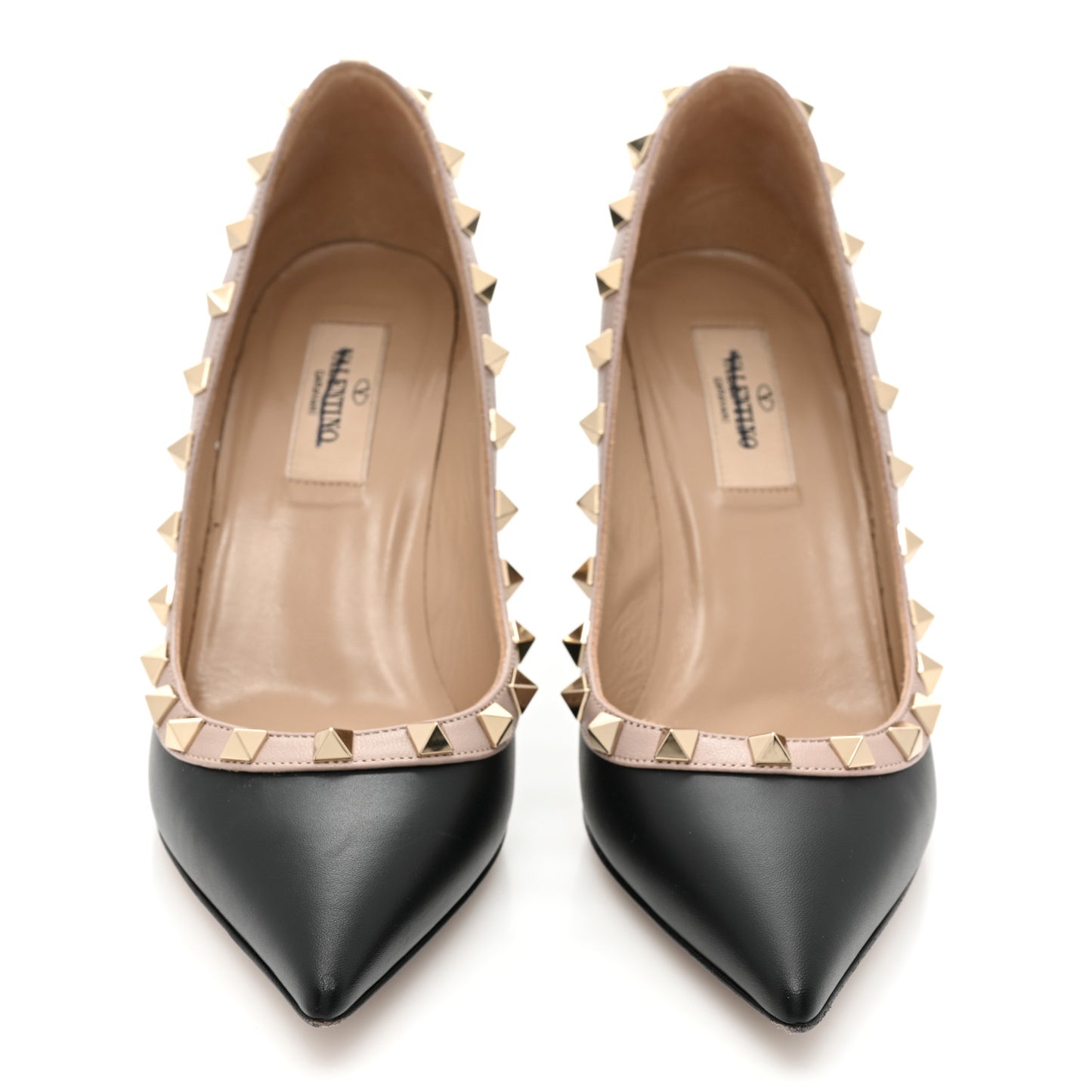 Calfskin Rockstud 85mm Pumps 36 Black Poudre