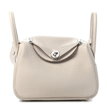 Hermes Taurillon Clemence Mini Lindy 20 Craie 1 of 4