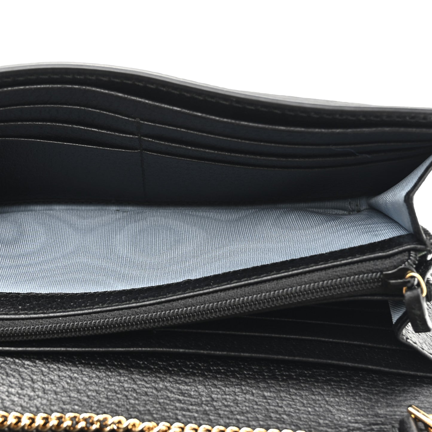 Grained Calfskin Bee Star Continental Chain Wallet Black