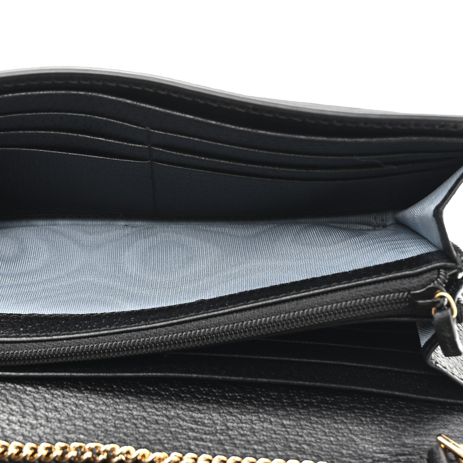 Gucci Grained Calfskin Bee Star Continental Chain Wallet Black 5 of 11