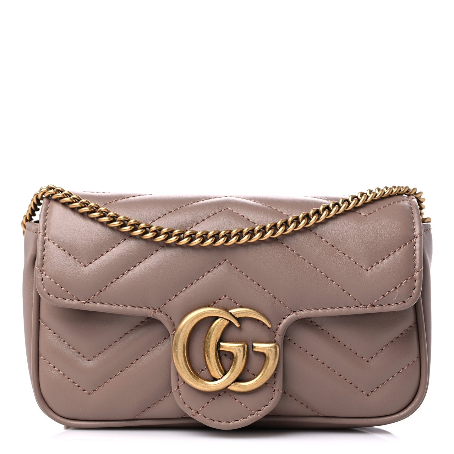 Calfskin Matelasse Super Mini GG Marmont Shoulder Bag Porcelain Rose