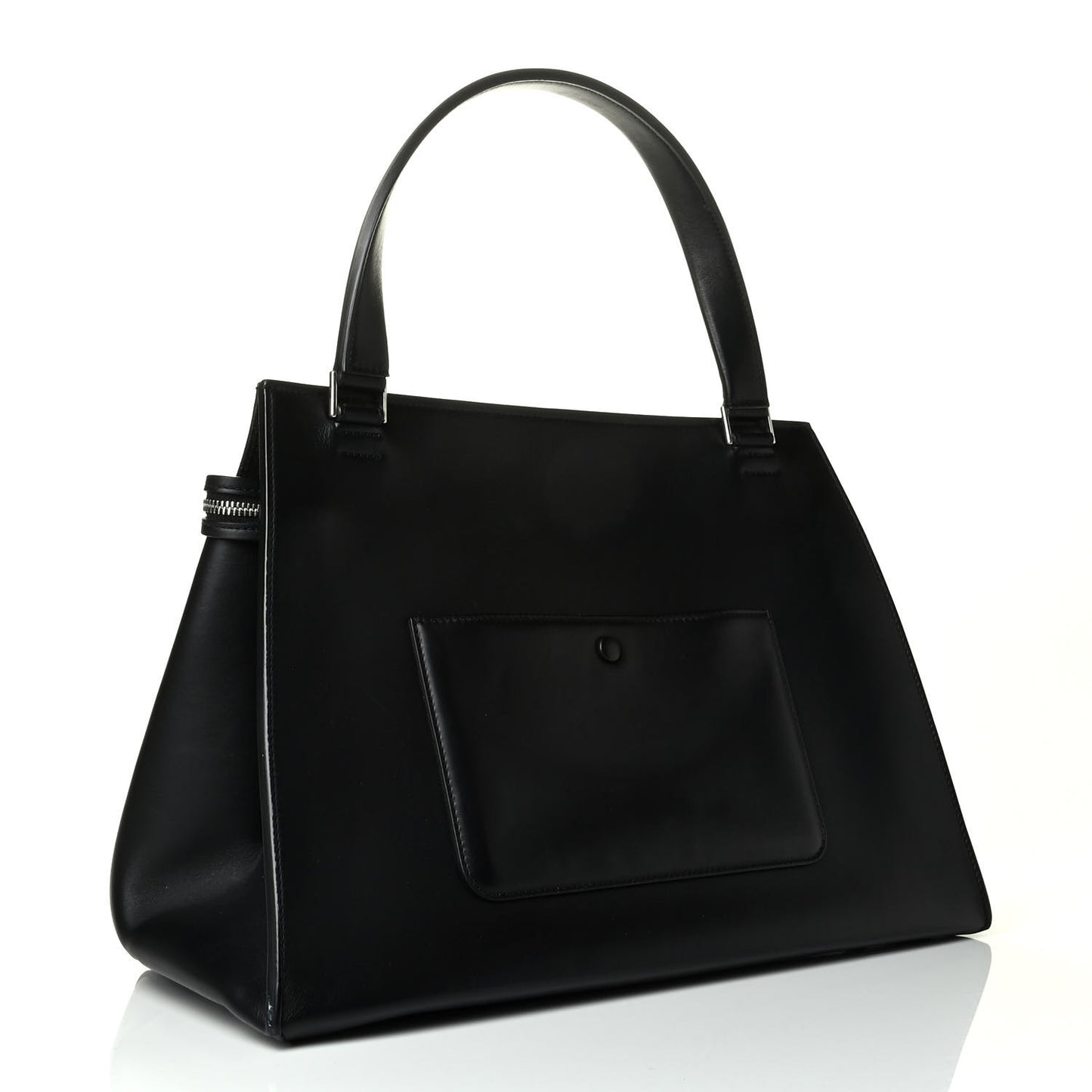 Supple Calfskin Large Bi-Color Edge Shoulder Bag Beige