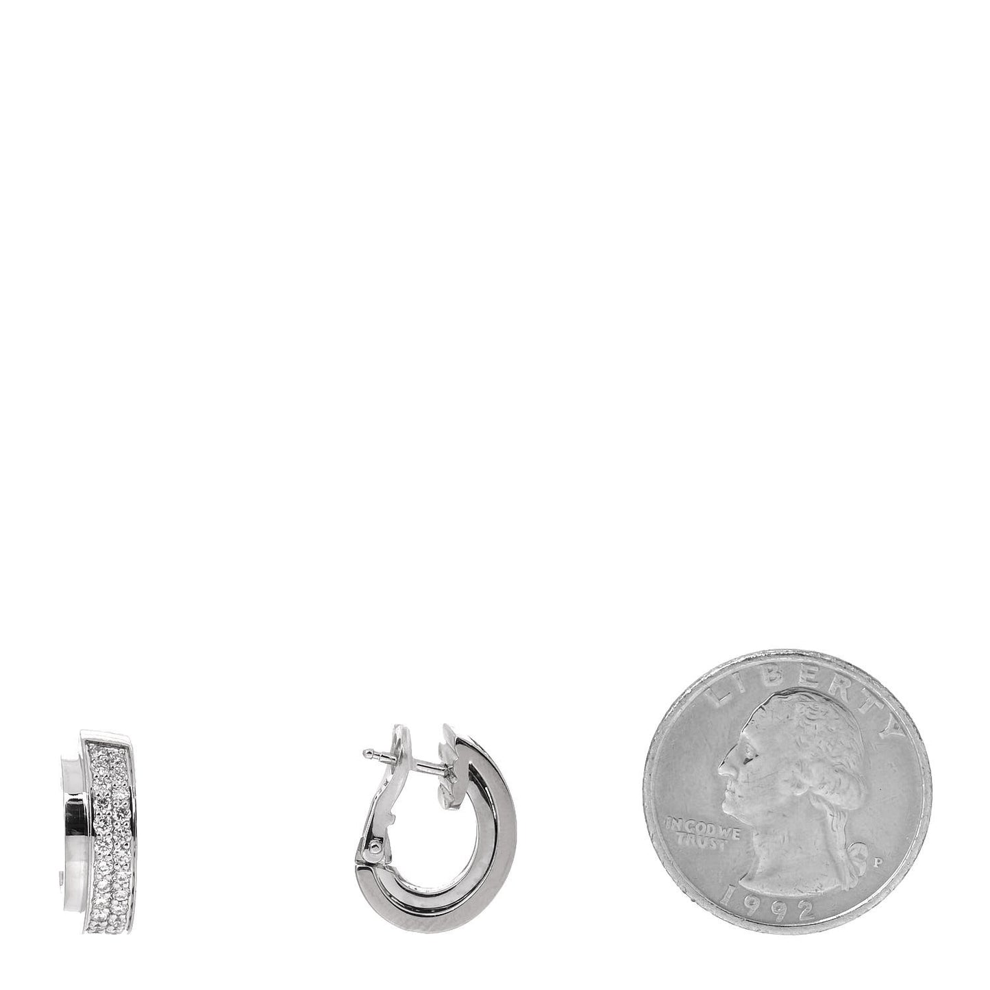18K White Gold Diamond Possession Hoop Earrings