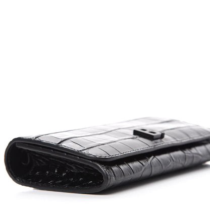 Balenciaga Calfskin Crocodile Embossed Touch Phone Holder With Strap Black 6 of 10