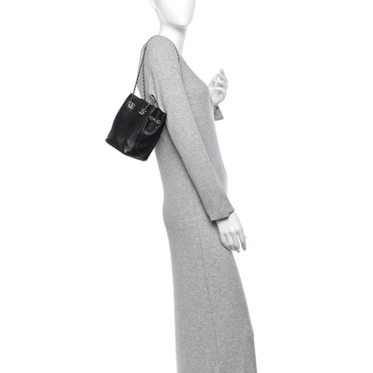 Chanel Lambskin Quilted Mini Bucket Bag With Chain  Black 3 of 19