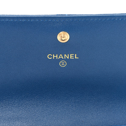 Chanel Goatskin Quilted Chanel 19 Flap Wallet Dark Blue 6 of 9