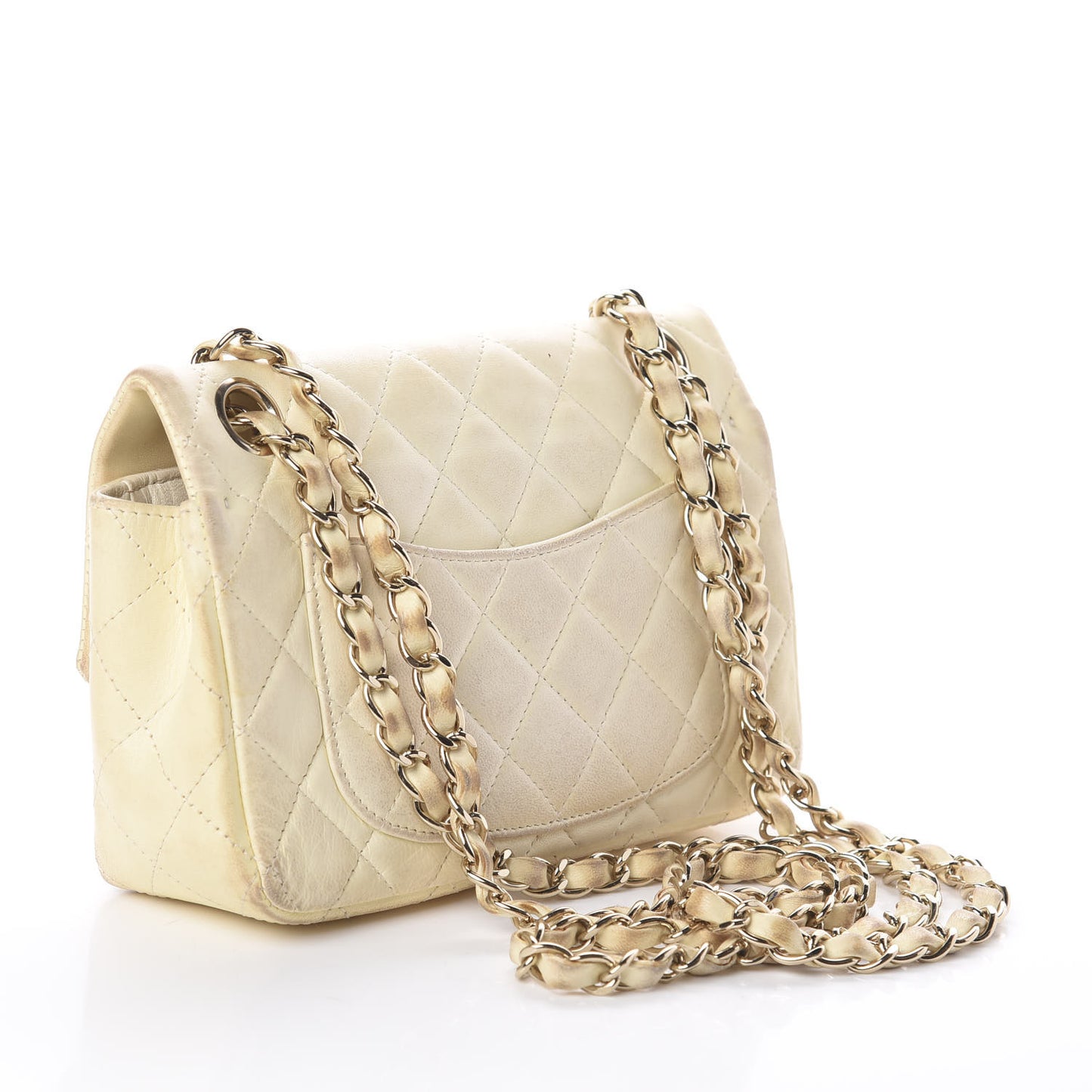 Lambskin Quilted Mini Rectangular Flap Beige