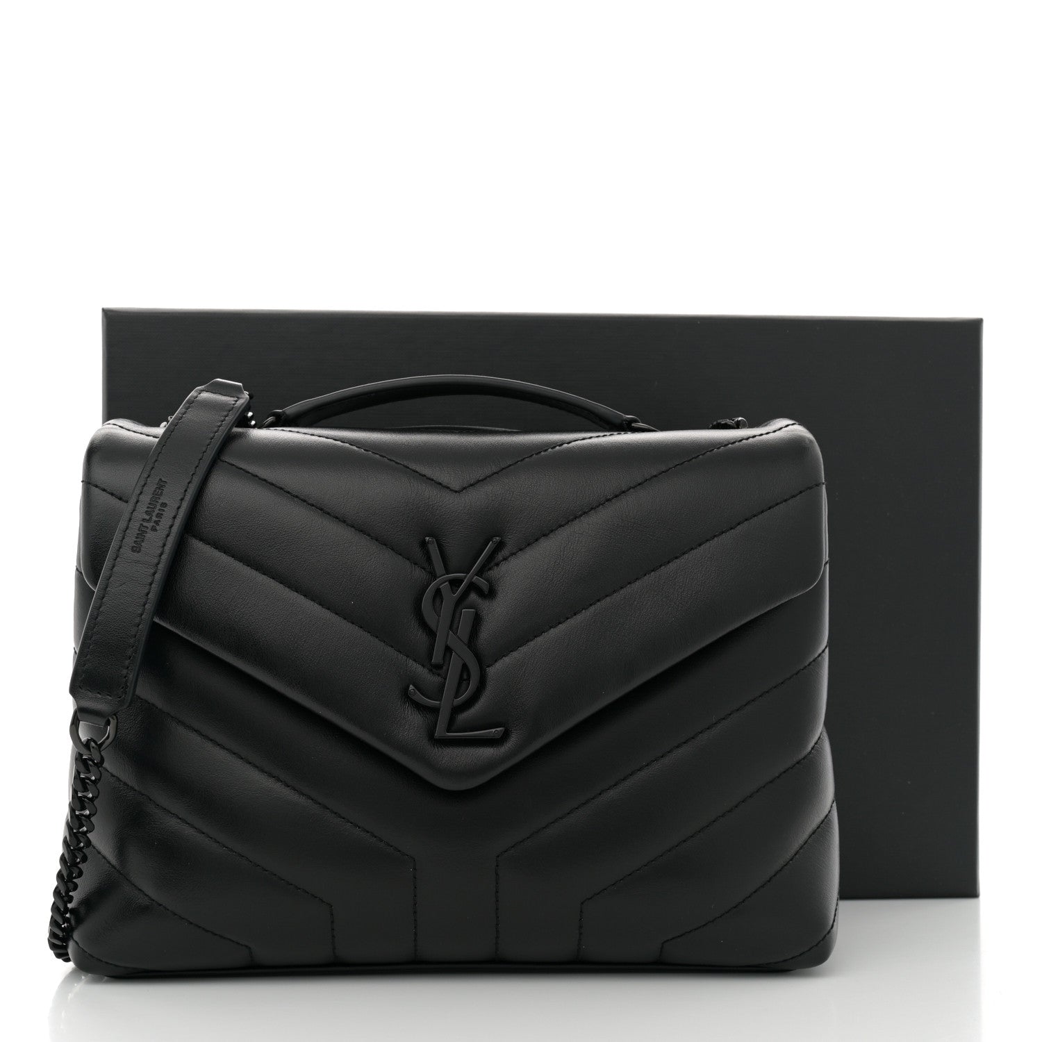Saint Laurent Calfskin Y Quilted Monogram Monochrome Small Loulou Chain Satchel Black 12 of 12