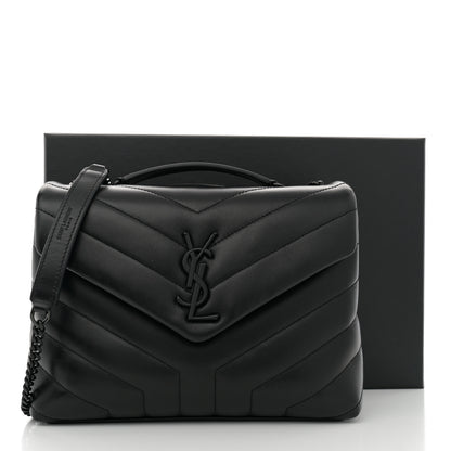 Saint Laurent Calfskin Y Quilted Monogram Monochrome Small Loulou Chain Satchel Black 12 of 12