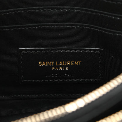 Saint Laurent Grained Lambskin Quilted Mini Becky Double Zip Bag Black 8 of 10