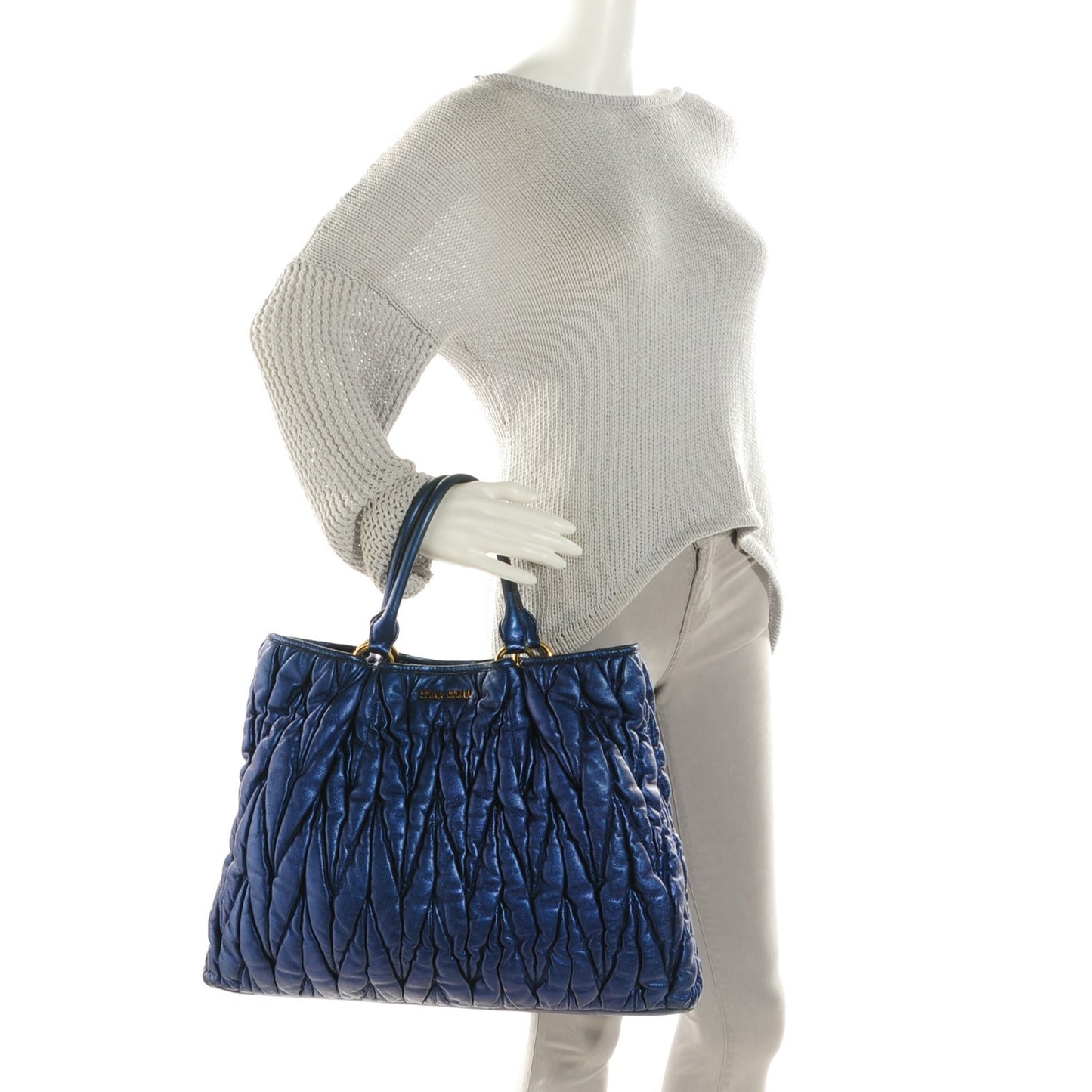 Nappa Matelasse Tote Blue
