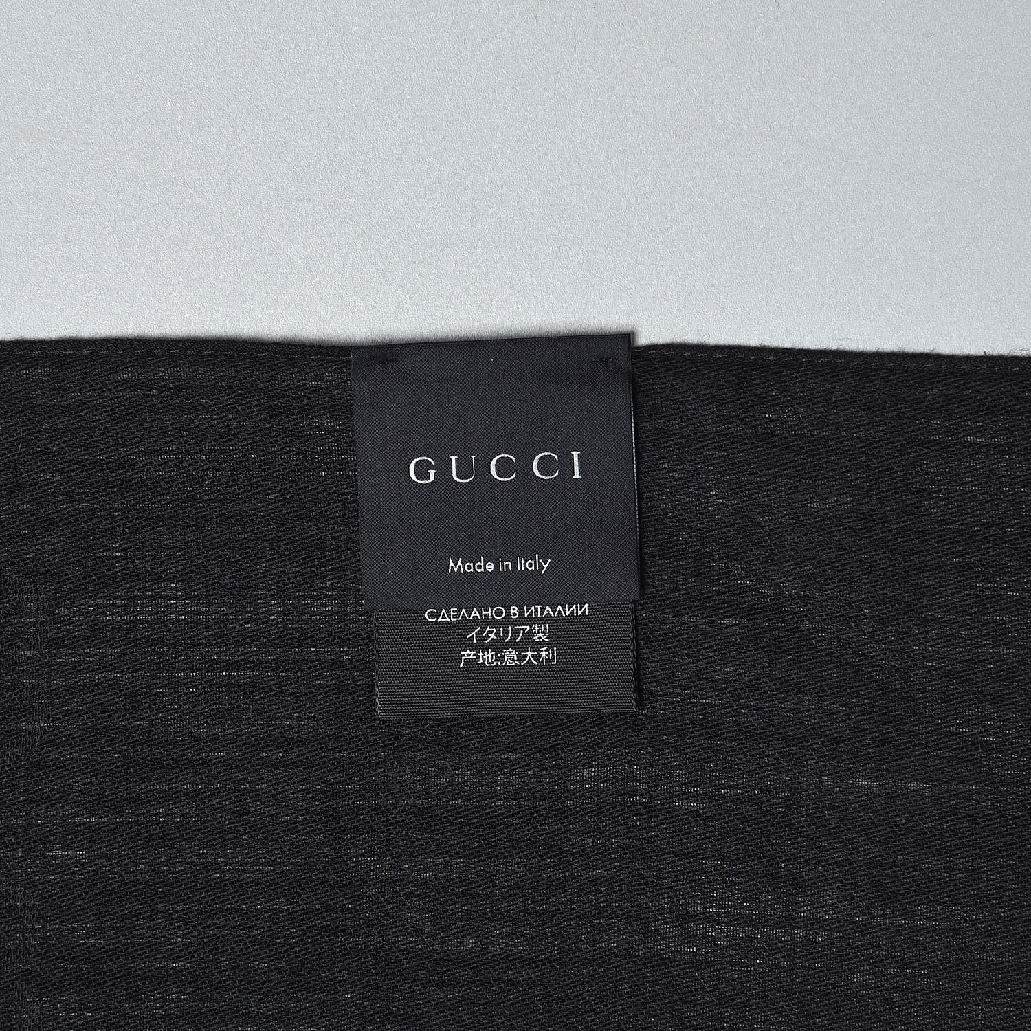 Gucci Wool Silk GG Monogram GGNat Scarf Black 6 of 7