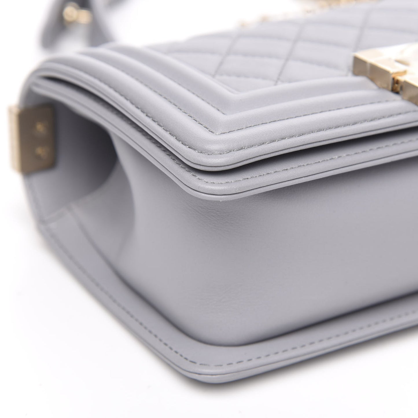 Calfskin Quilted Small Boy Flap Grey