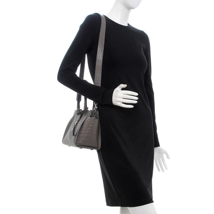 Saint Laurent Smooth Calfskin Crocodile Embossed Baby Monogram Downtown Cabas Earth 2 of 7
