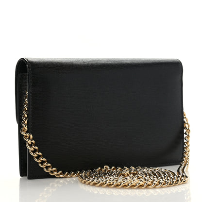 Gucci Textured Calfskin Icon Chain Wallet Black 3 of 8