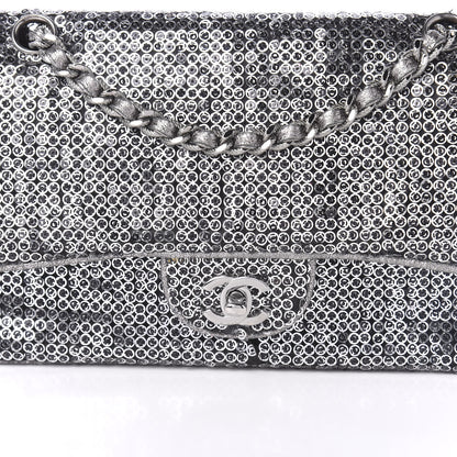 Chanel Sequin Mesh Medium Single Flap Silver 10 of 14