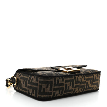 Fendi Fabric Jacquard FF 1974 Medium Baguette Tobacco Moro Black 4 of 11
