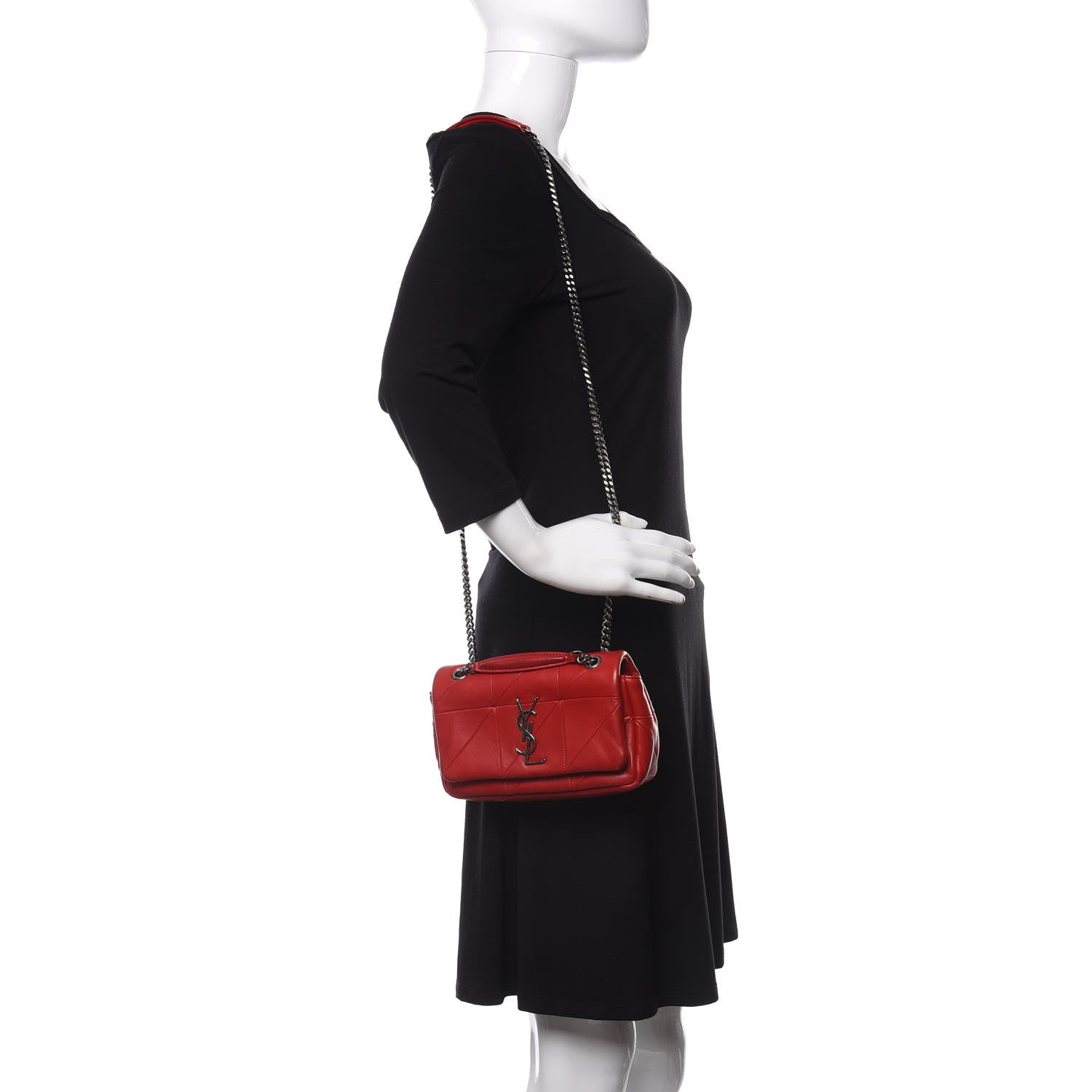 Saint Laurent Lambskin Patchwork Monogram Small Jamie Red 2 of 11