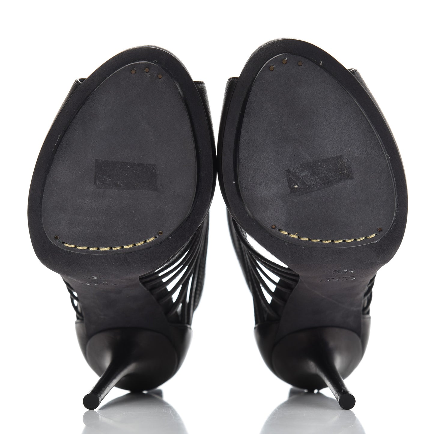 Saddle Soft Lux Peep Toe Caged High Heel Sandals 36.5 Black