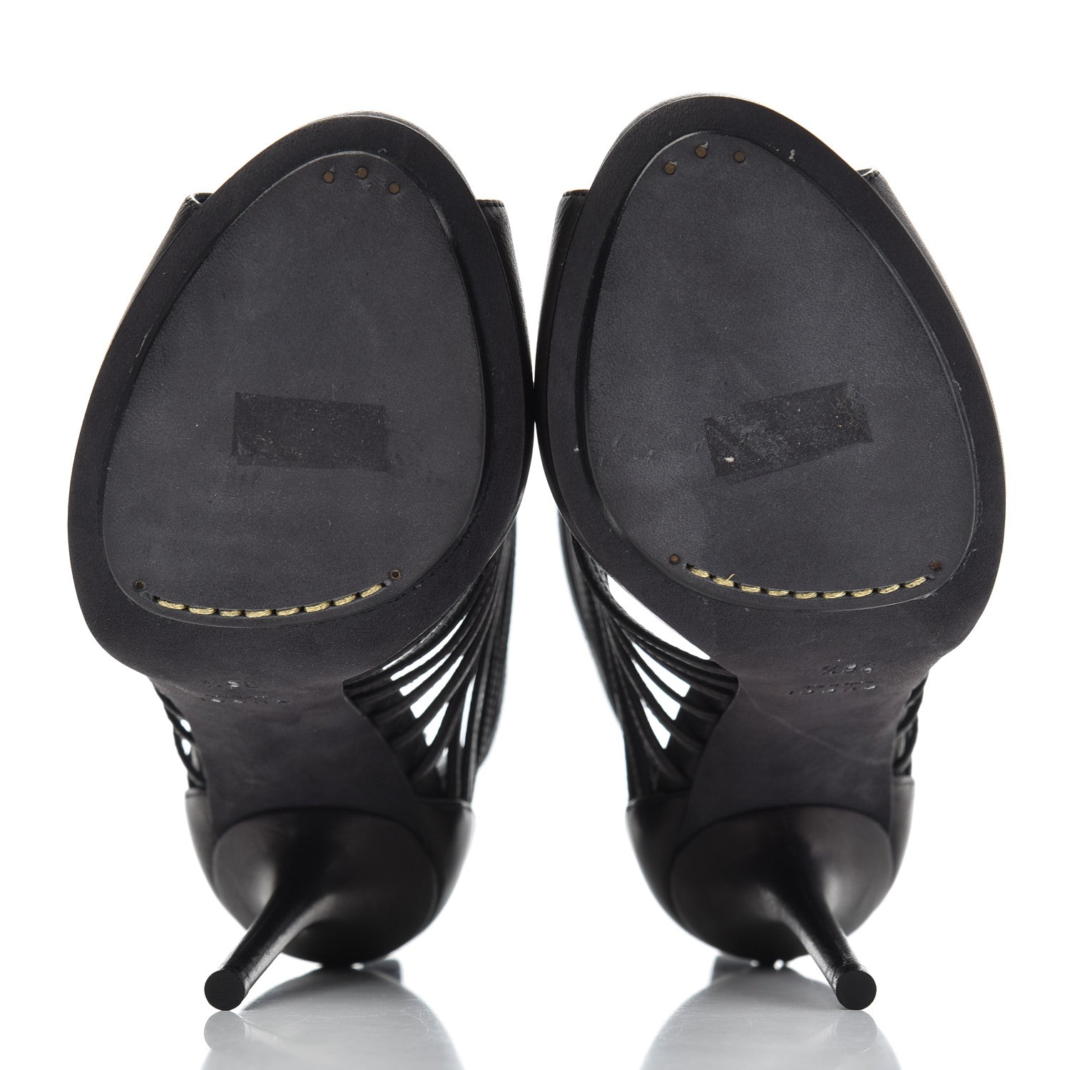 Gucci Saddle Soft Lux Peep Toe Caged High Heel Sandals 36.5 Black 5 of 16