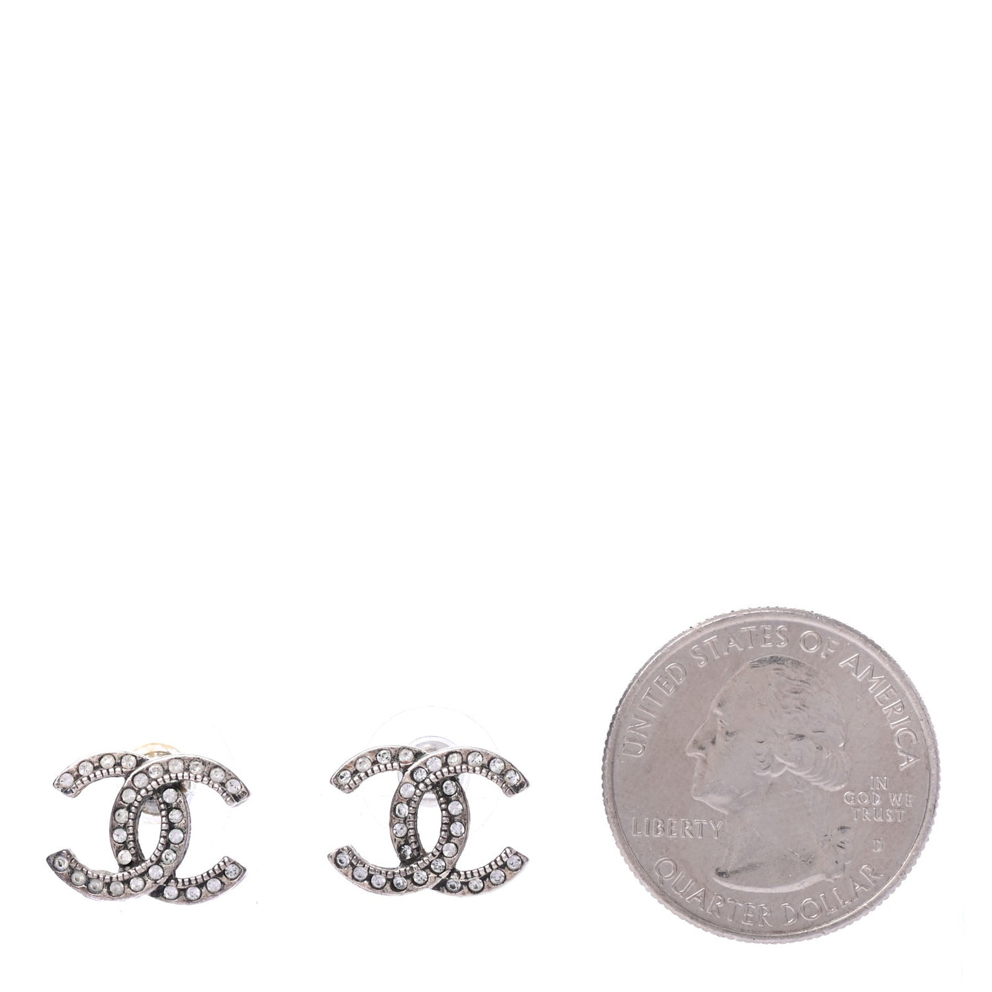 Crystal Royal Flush CC Stud Earrings Silver