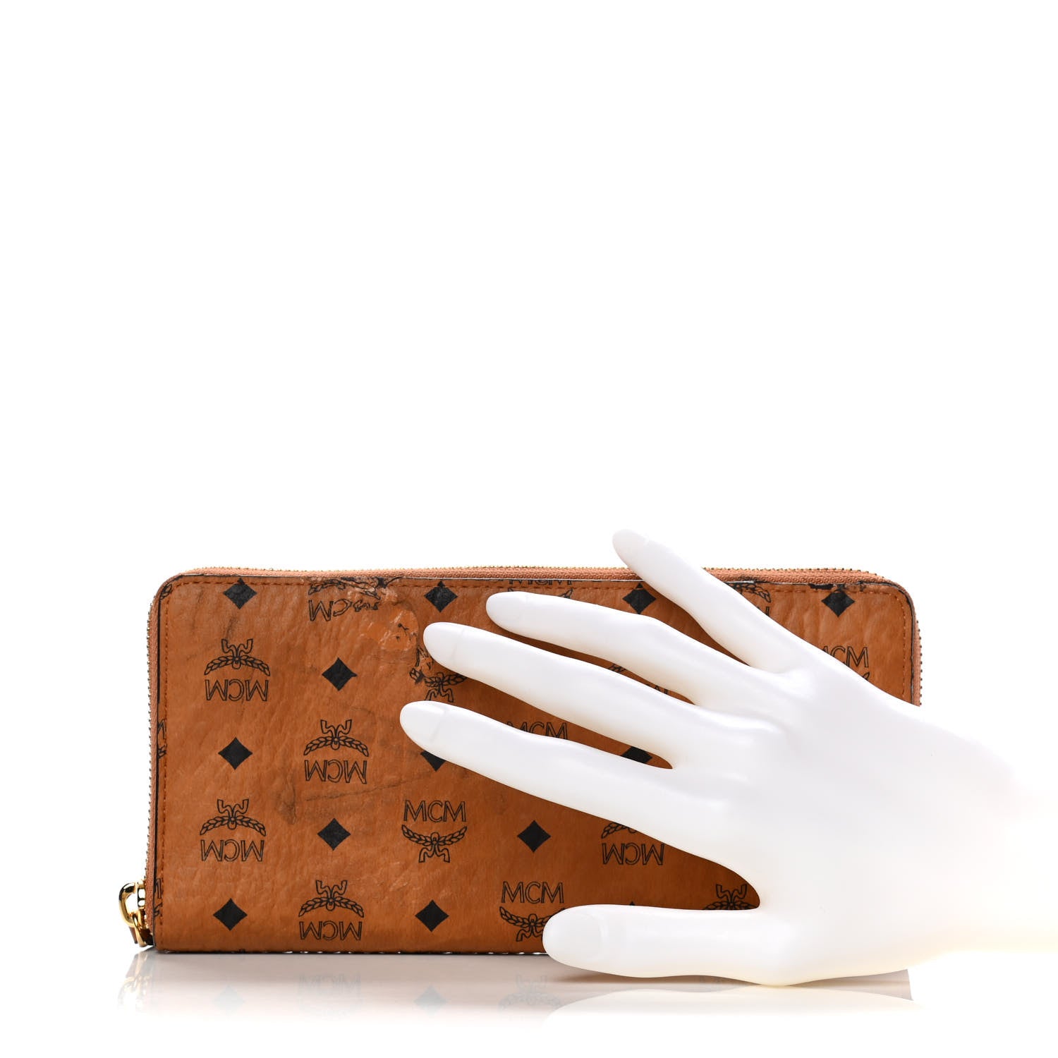 MCM Visetos Large Zip Around Wallet Cognac 2 of 12