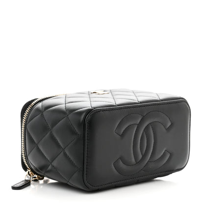 Chanel Lambskin Quilted Small Top Handle Vanity Case With Chain Black 4 of 12