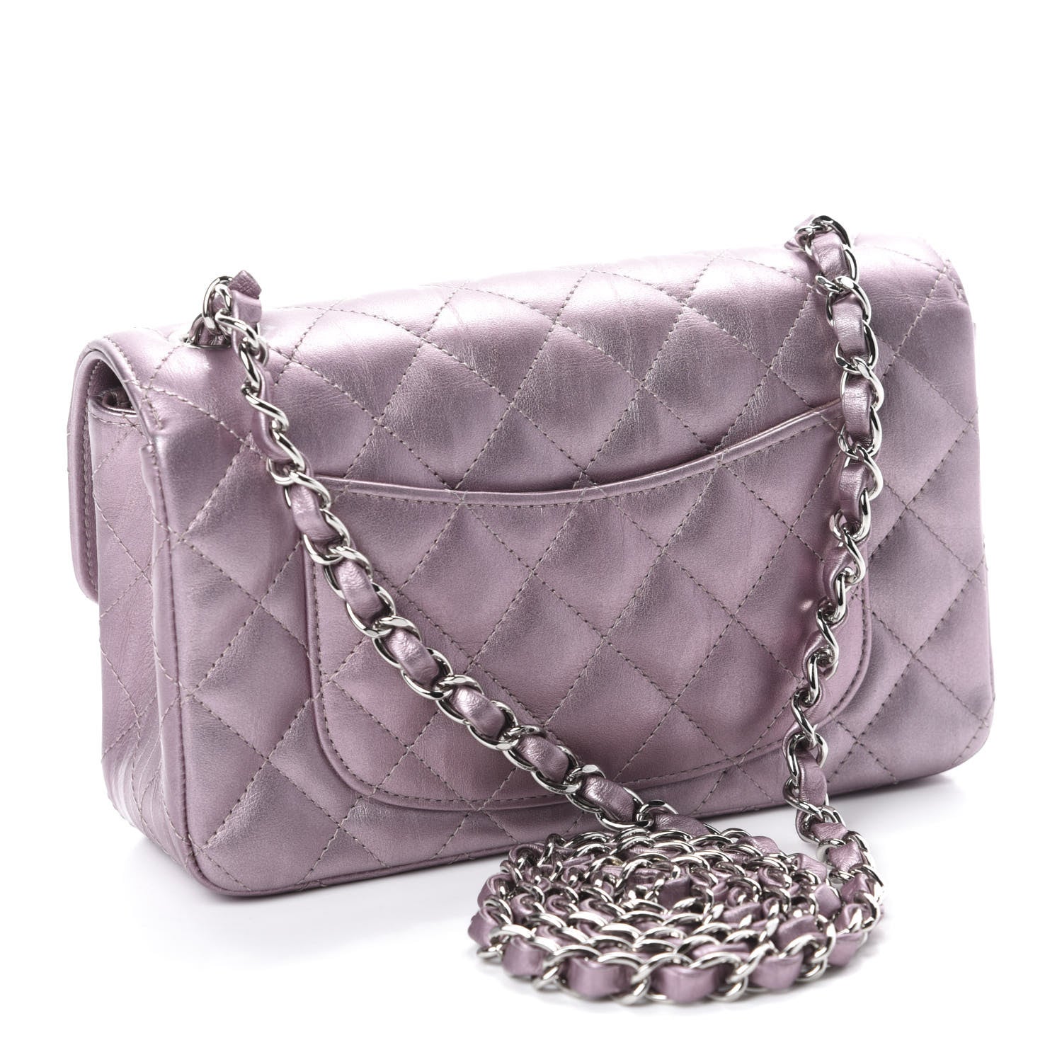 Chanel Metallic Calfskin Quilted Mini Rectangular Flap Pink 3 of 11