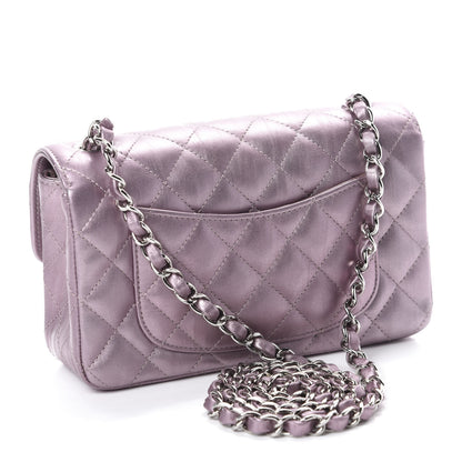 Chanel Metallic Calfskin Quilted Mini Rectangular Flap Pink 3 of 11