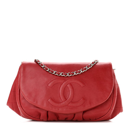 Chanel Lambskin Half Moon Wallet On Chain WOC Red 1 of 11