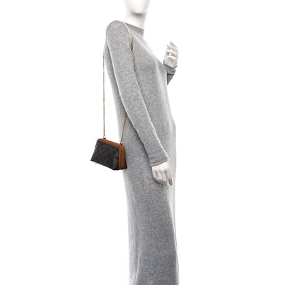 Celine Triomphe Canvas Lambskin Clutch On Chain Tan 2 of 10