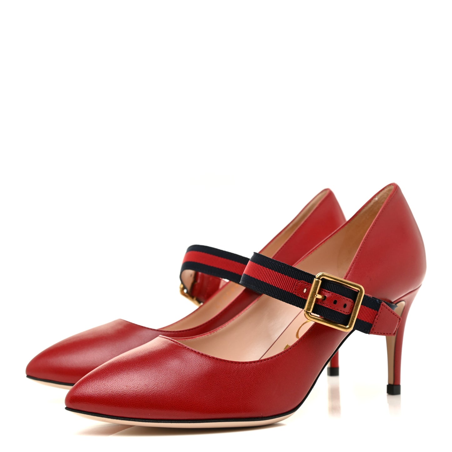Malaga Kid Sylvie Web Mid Heel Pumps 36.5 Hibiscus Red