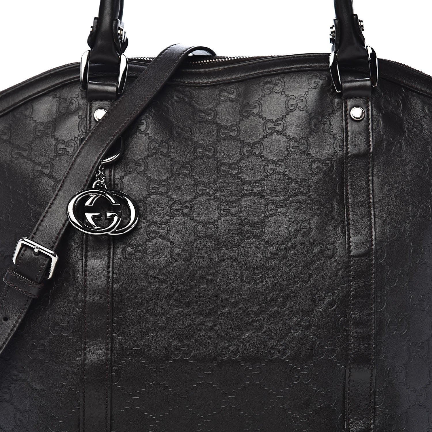 Gucci Guccissima Large GG Charm Convertible Dome Satchel Dark Brown 15 of 15