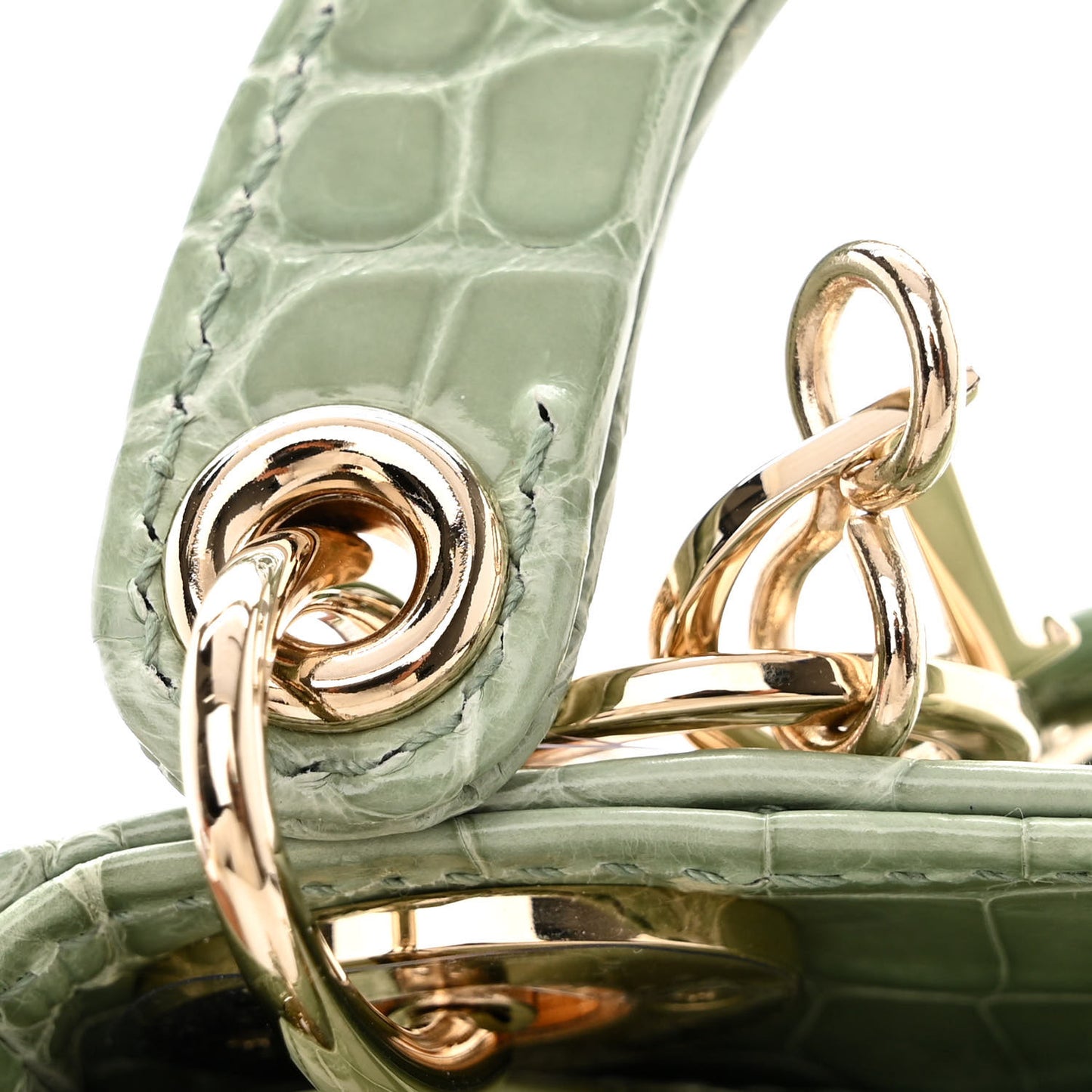 Shiny Crocodile Micro Lady Dior Green