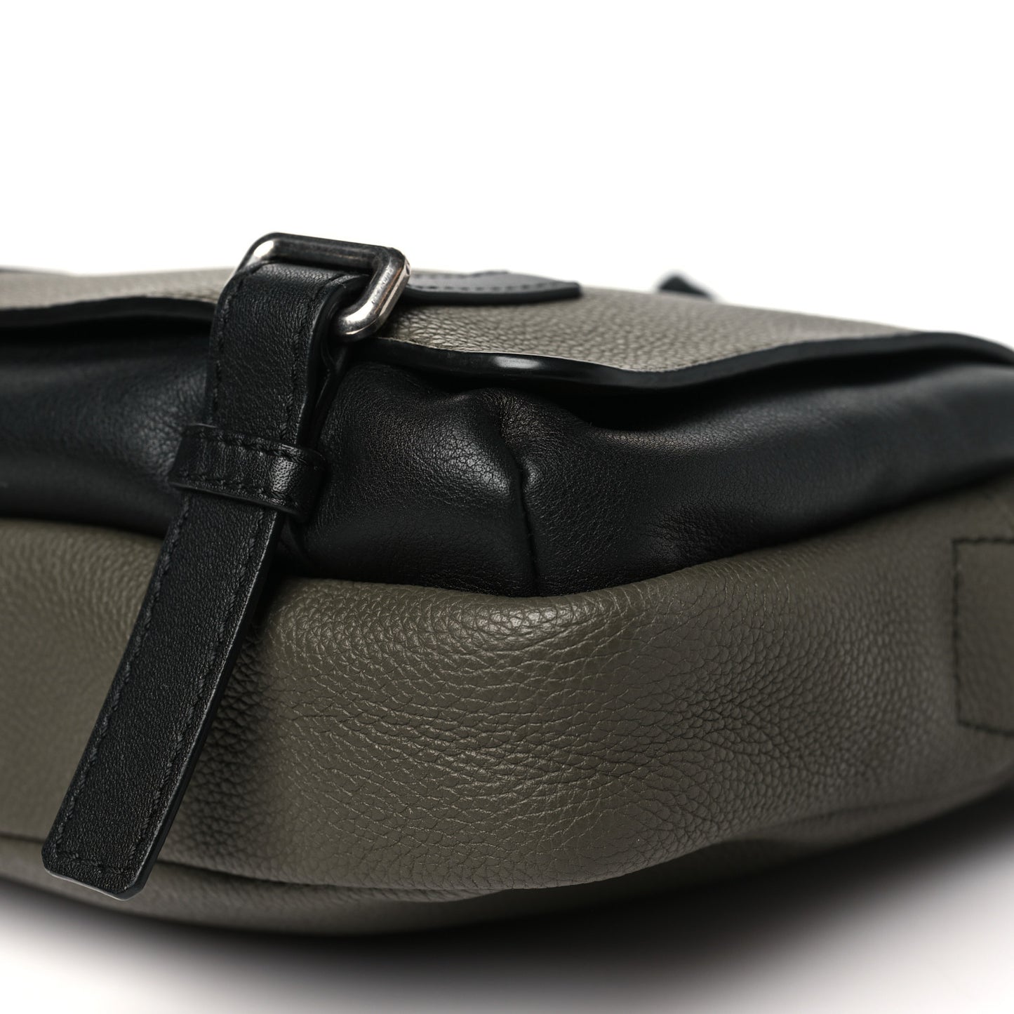 Soft Grained Calfskin XS Military Messenger Bag  Khaki Green Black