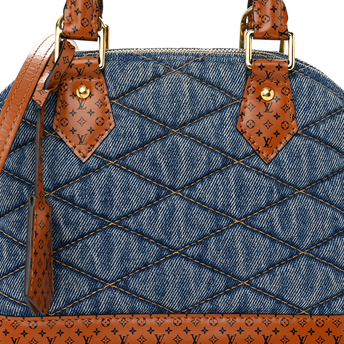Denim Calfskin Reverse Monogram Malletage Alma BB Blue