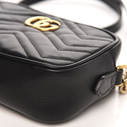 Gucci Calfskin Matelasse Mini GG Marmont Chain Shoulder Bag Black 10 of 12